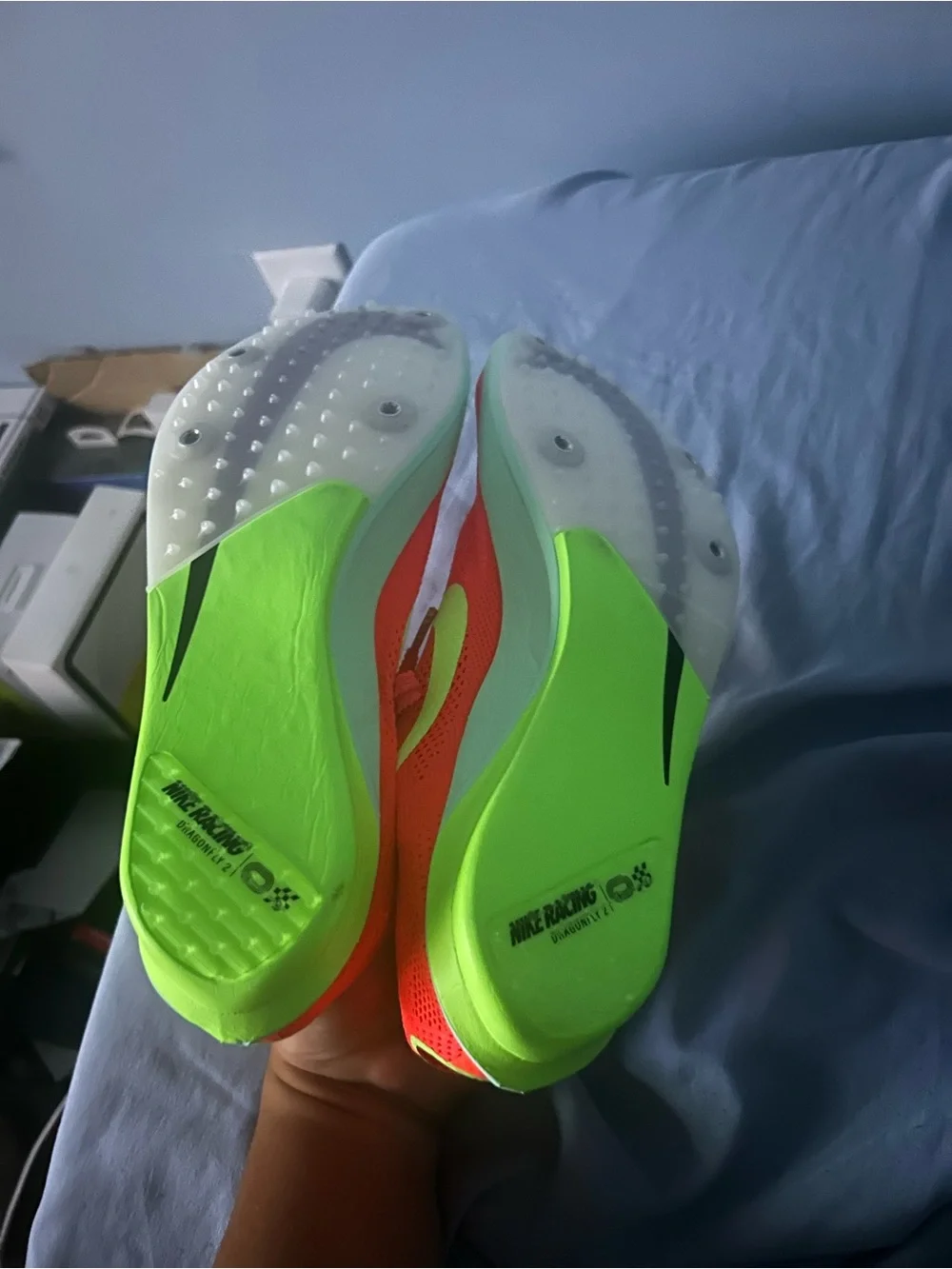 Nike Men's Bright Red Athletic Sneakers with Neon Yellow Accents